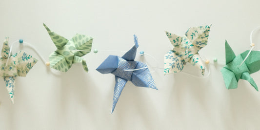 guirlande origami bleu-vert